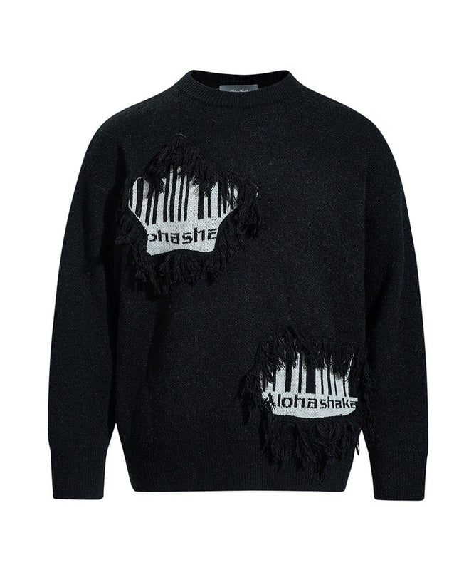 TALKLESSFASHION Pentagram Fringe Knit Sweater