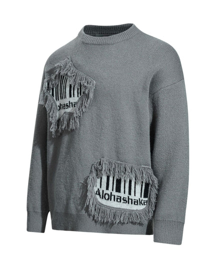 TALKLESSFASHION Pentagram Fringe Knit Sweater