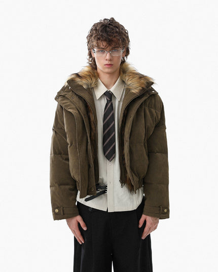 TALKLESSFASHION Pilot PU Fur Collar Padded Jacket