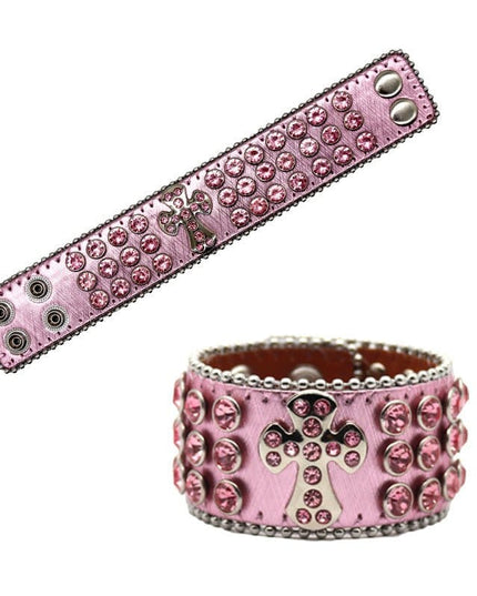 TALKLESSFASHION Pink cross hip-hop punk hand band