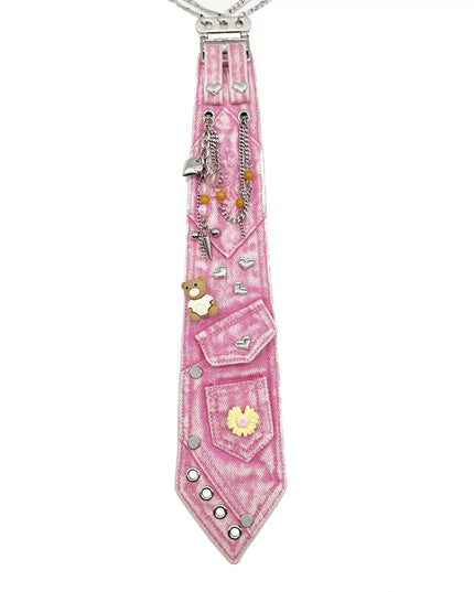 TALKLESSFASHION Pink Denim Tie (In stock) Lechao  pink denim tie