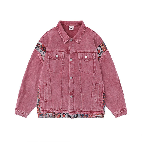 Pink Worn Stitching Edging Jacket—5559