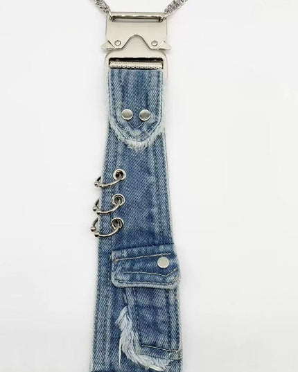 TALKLESSFASHION Pocket denim tie trend denim tie