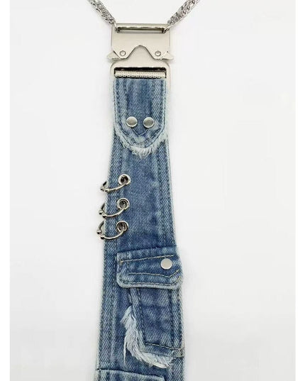 TALKLESSFASHION Pocket denim tie trend denim tie