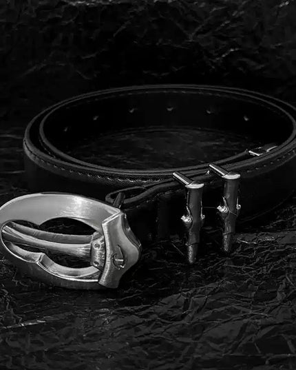 TALKLESSFASHION PU leather (length 107 DirectionoflightSpecial-shaped dragon claw buckle design sense niche belt trousers accessories men's belt trouser belt
