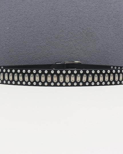 TALKLESSFASHION Punk Neutral Rivet Men's and Women's Belts Trendy Personality Knight Cowhide Belt American Light Luxury Decorative Belt