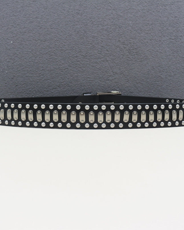 TALKLESSFASHION Punk Neutral Rivet Men's and Women's Belts Trendy Personality Knight Cowhide Belt American Light Luxury Decorative Belt