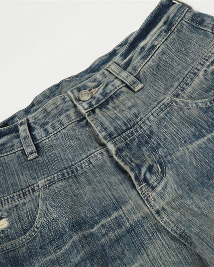 TALKLESSFASHION Punk ripped distressed washed jeans