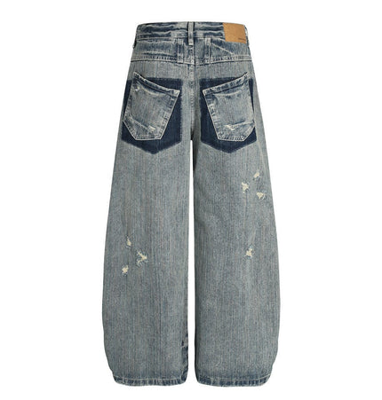 TALKLESSFASHION Punk ripped distressed washed jeans