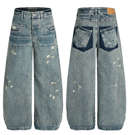 TALKLESSFASHION Punk ripped distressed washed jeans