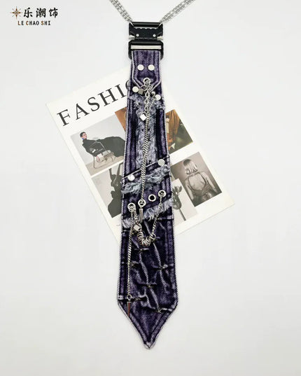 TALKLESSFASHION Purple Denim Tie (In stock) Violet Vogue: Lechao Denim Tie