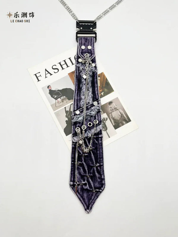 TALKLESSFASHION Purple Denim Tie (In stock) Violet Vogue: Lechao Denim Tie