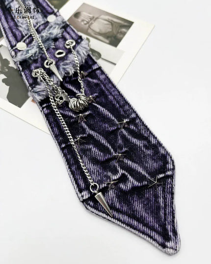 TALKLESSFASHION Purple Denim Tie (In stock) Violet Vogue: Lechao Denim Tie