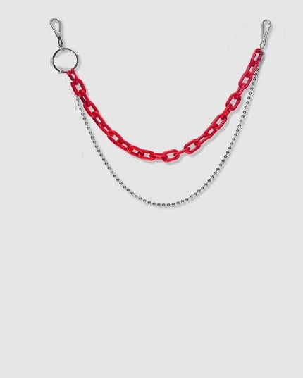 TALKLESSFASHION Red double chain (no scarf)) hip hop pants chain accessoriesins