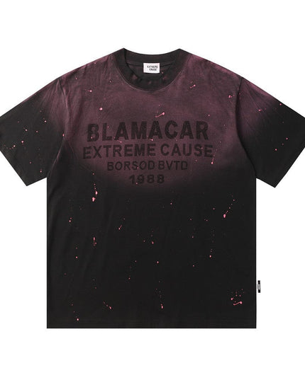TALKLESSFASHION Red / L Top Bleached stoned T-shirt—3209