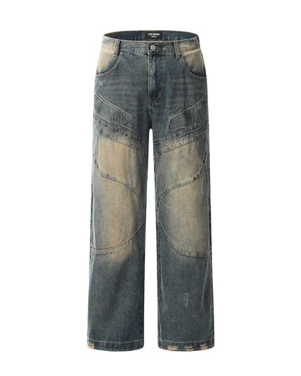 TALKLESSFASHION Retro Blue / L Do The Old Cowboy Straight-leg Trousers Male
