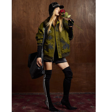 TALKLESSFASHION Retro Graffiti Aviator Jacket