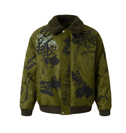 TALKLESSFASHION Retro Graffiti Aviator Jacket