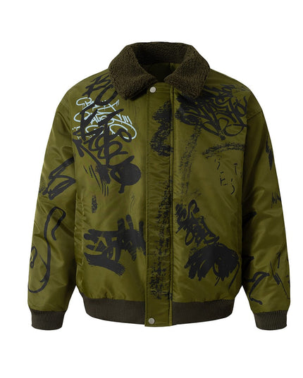 TALKLESSFASHION Retro Graffiti Aviator Jacket