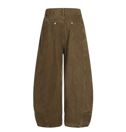 TALKLESSFASHION Retro loose silhouette scimitar pants men's save design pocket washing distressed casual wide-leg floor-length pants trend