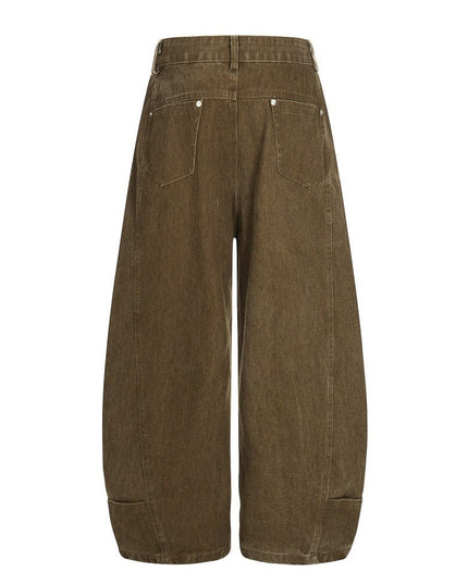 TALKLESSFASHION Retro loose silhouette scimitar pants men's save design pocket washing distressed casual wide-leg floor-length pants trend