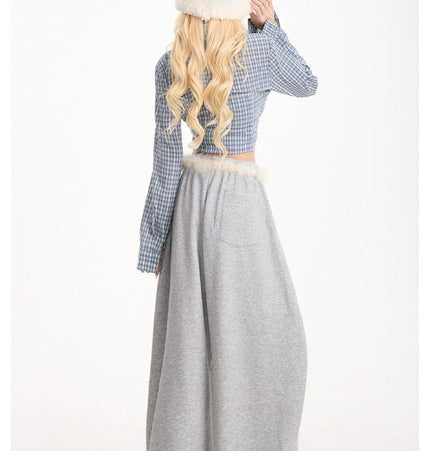 TALKLESSFASHION Retro plush belt sweatpants, women's casual loose wide-legged dancing, lazy wind, mopping the floor, slimming jazz style scimitar pants