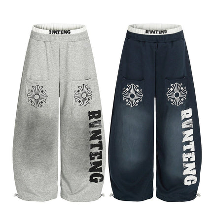 TALKLESSFASHION Retro Scimitar Cross Sweatpants