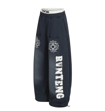 TALKLESSFASHION Retro Scimitar Cross Sweatpants