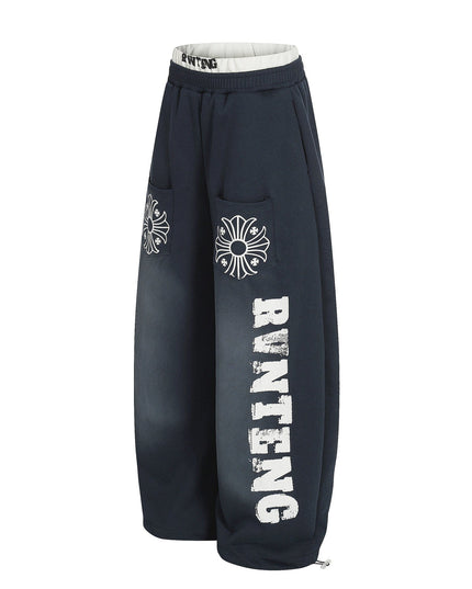 TALKLESSFASHION Retro Scimitar Cross Sweatpants
