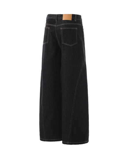 TALKLESSFASHION Retro Scimitar Wide-Leg Denim