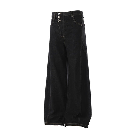 TALKLESSFASHION Retro Scimitar Wide-Leg Denim