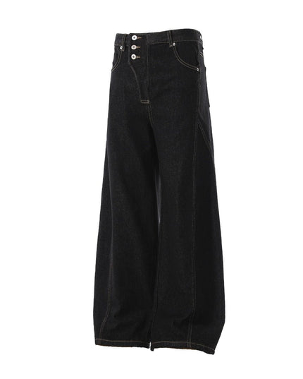 TALKLESSFASHION Retro Scimitar Wide-Leg Denim
