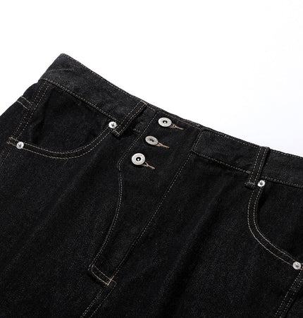 TALKLESSFASHION Retro Scimitar Wide-Leg Denim