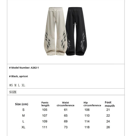 TALKLESSFASHION Retro Scimitar Wide-Leg Sweatpants