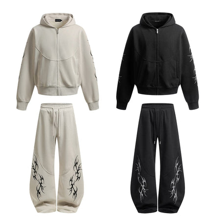 TALKLESSFASHION Retro Scimitar Wide-Leg Sweatpants