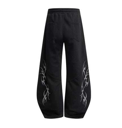 TALKLESSFASHION Retro Scimitar Wide-Leg Sweatpants