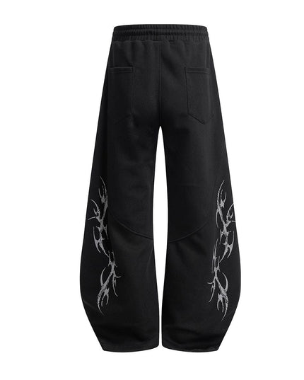 TALKLESSFASHION Retro Scimitar Wide-Leg Sweatpants