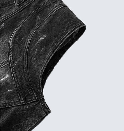 TALKLESSFASHION Retro Slim Ethnic Denim Vest
