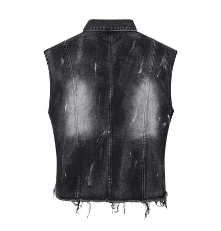 TALKLESSFASHION Retro Slim Ethnic Denim Vest