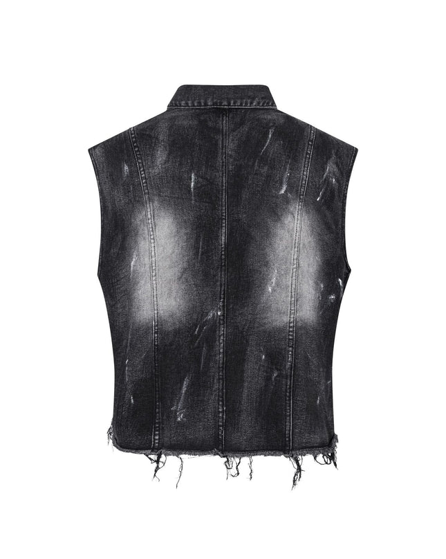 TALKLESSFASHION Retro Slim Ethnic Denim Vest