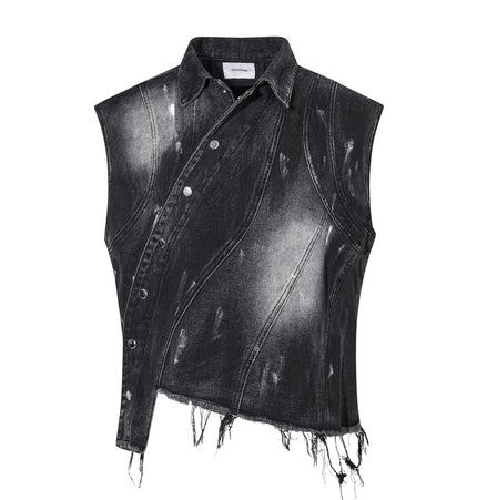 TALKLESSFASHION Retro Slim Ethnic Denim Vest