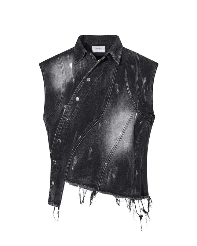 TALKLESSFASHION Retro Slim Ethnic Denim Vest