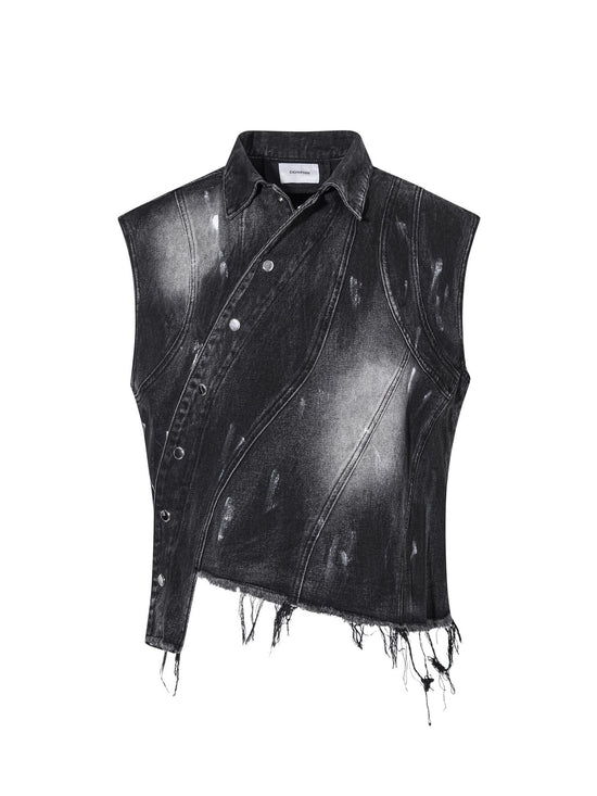 Slim Ethnic Denim Vest