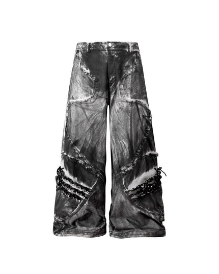 TALKLESSFASHION Retro Street Distressed Washed Jeans