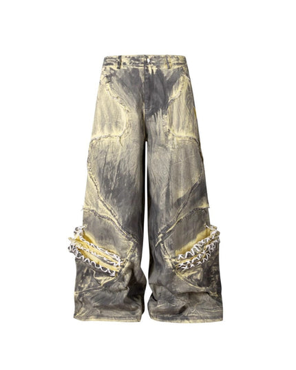TALKLESSFASHION Retro Street Distressed Washed Jeans