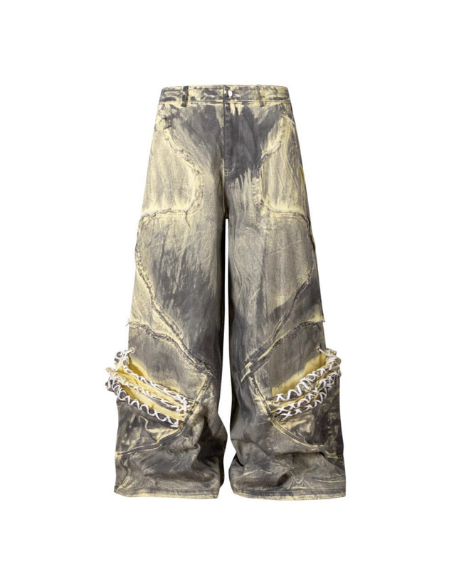 TALKLESSFASHION Retro Street Distressed Washed Jeans