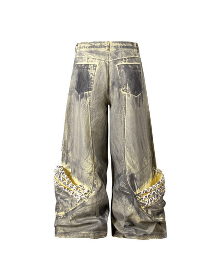 TALKLESSFASHION Retro Street Distressed Washed Jeans