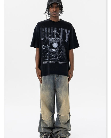 TALKLESSFASHION Retro vintage street Printing T-Shirt —- 7091