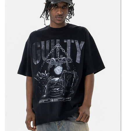 TALKLESSFASHION Retro vintage street Printing T-Shirt —- 7091