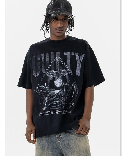 TALKLESSFASHION Retro vintage street Printing T-Shirt —- 7091